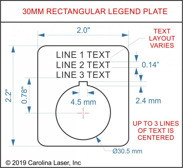 Plastic Legend Plate - 30mm Rectangular - 2 Lines - Click Image to Close