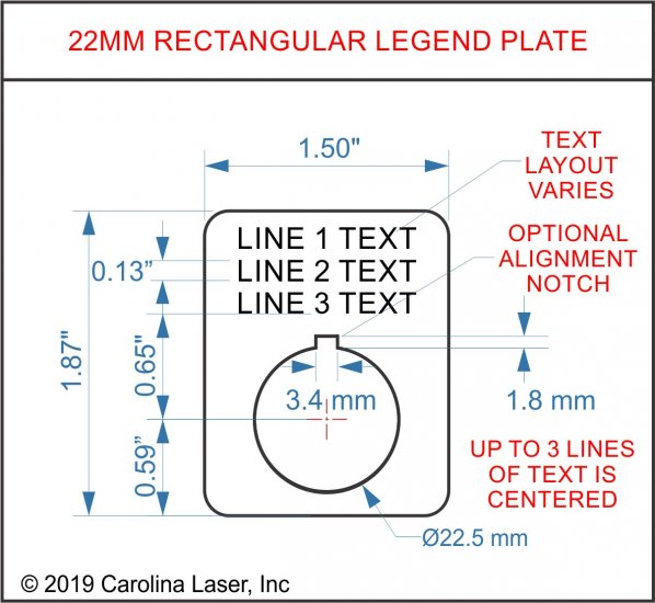 Plastic Legend Plate - 22mm Rectangular - 1 Line - Click Image to Close