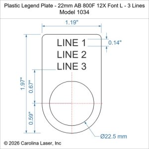 Plastic Legend Plate - 22mm AB 800F 12X Font L - 3 Lines
