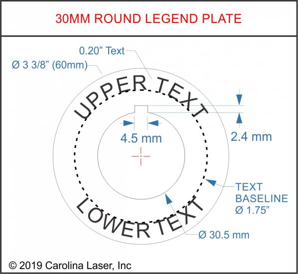 Plastic Legend Plate - 30mm Round - Any Text or Color - Click Image to Close
