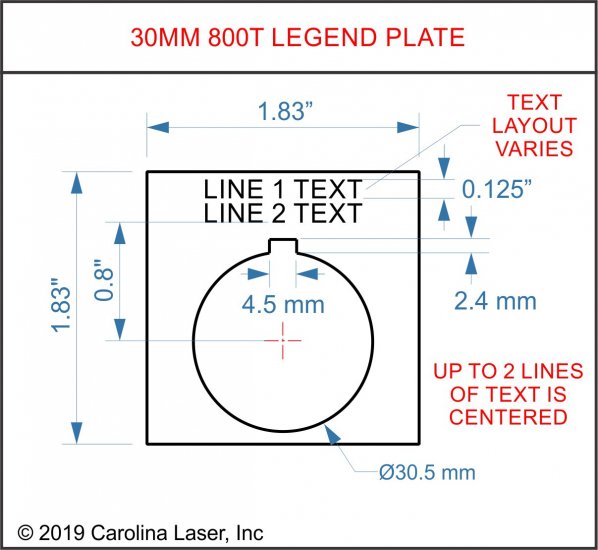 Plastic Legend Plate - 30mm 800T - 1 Line - Click Image to Close