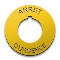 Plastic Legend Plate - 30mm Emergency Stop - French