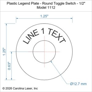 Plastic Legend Plate - Round Toggle Switch - 1/2"