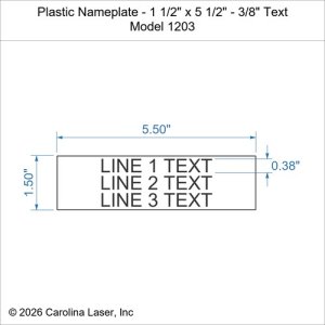Plastic Nameplate - 1 1/2" x 5 1/2" - 3/8" Text
