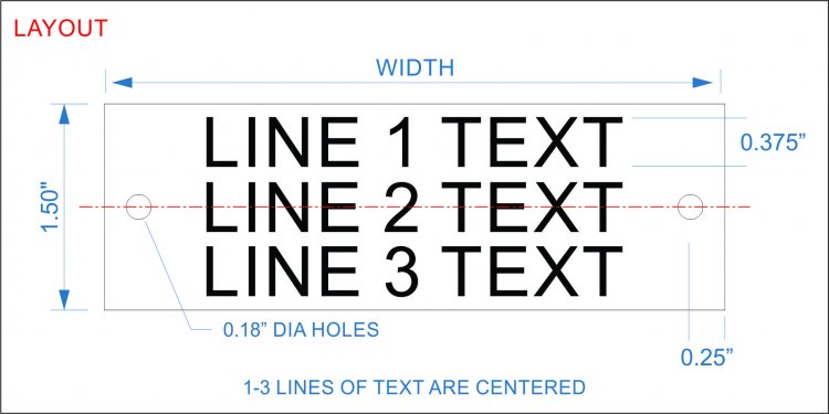 Plastic Nameplate - 1 1/2" x 6 1/2" - 3/8" Text - Mtg Holes - Click Image to Close