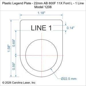 Plastic Legend Plate - 22mm AB 800F 11X Font L - 1 Line