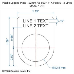Plastic Legend Plate - 22mm AB 800F 11X Font S - 2 Lines