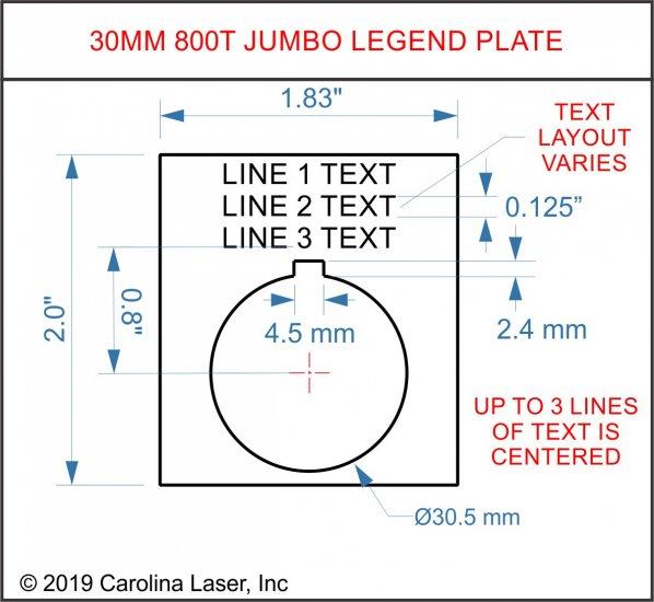 Plastic Legend Plate - 30mm 800T Jumbo - Selector Switch - Click Image to Close