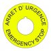 Plastic Legend Plate - 22mm Emergency Stop - French English