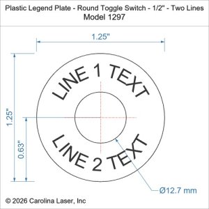 Plastic Legend Plate - Round Toggle Switch - 1/2" - Two Lines