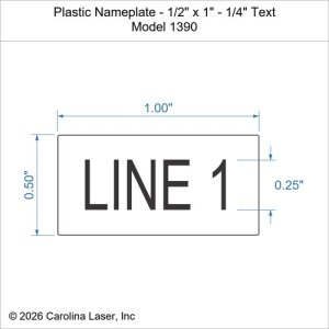 Plastic Nameplate - 1/2" x 1" - 1/4" Text