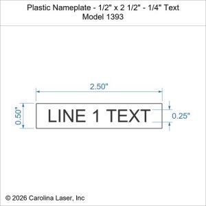 Plastic Nameplate - 1/2" x 2 1/2" - 1/4" Text