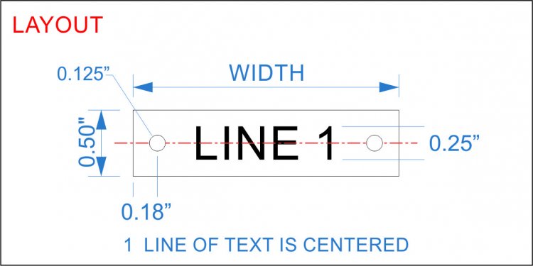 Plastic Nameplate - 1/2"x 2" - 1/4" Text - Mtg Holes - Click Image to Close