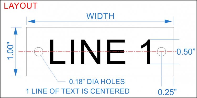 Plastic Nameplate - 1" x 3" - 1/2" Text - Mtg Holes - Click Image to Close