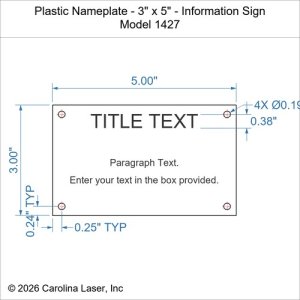 Plastic Nameplate - 3" x 5" - Information Sign