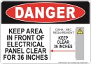 5" x 7" Panel Keep Clear 36 Inches Label 5" x 7" Panel Keep Clear 36 Inches Label