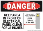 5" x 7" Panel Keep Clear 36 Inches Decal