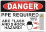 5" x 7" Danger Arc Flash Warning Label