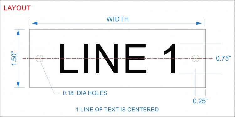 Plastic Nameplate - 1 1/2" x 4" - 3/4" Text - Mtg Holes - Click Image to Close
