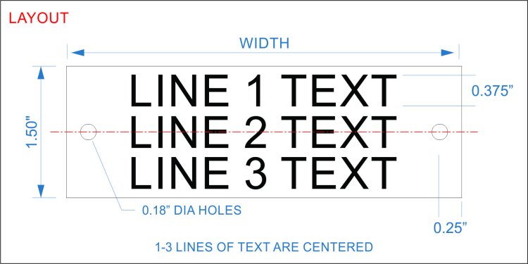 Modal Additional Images for Plastic Nameplate - 1 1/2" x 6" - 3/8" Text - Mtg Holes