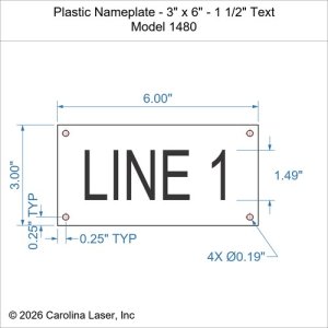 Plastic Nameplate - 3" x 6" - 1 1/2" Text
