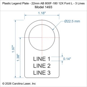 Plastic Legend Plate - 22mm AB 800F-180 12X Font L - 3 Lines