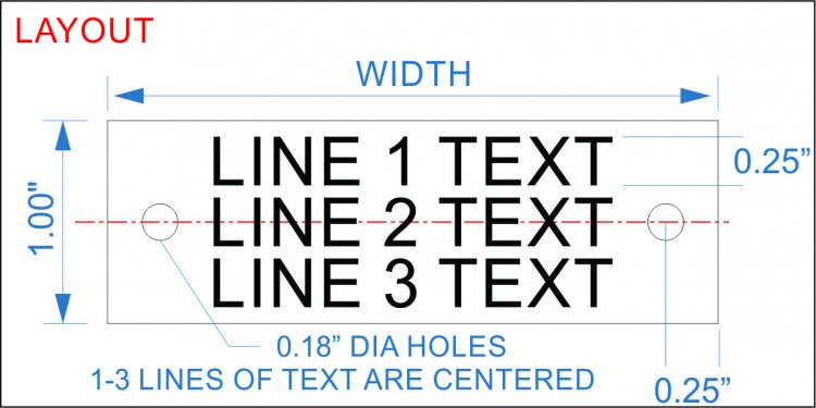 Plastic Nameplate - 1" x 2 1/2" - 1/4" Text - Mtg Holes - Click Image to Close