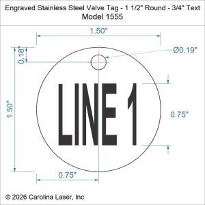 Engraved Stainless Steel Valve Tag - 1 1/2" Round - 3/4" Text
