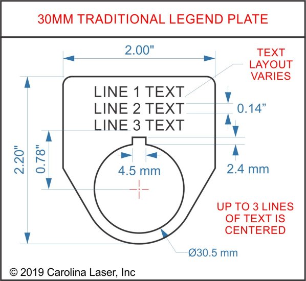 Stainless Steel Legend Plate - 30mm Traditional - 1 Line - Click Image to Close