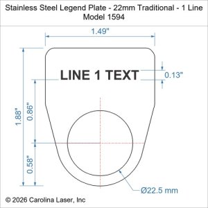 Stainless Steel Legend Plate - 22mm Traditional - 1 Line