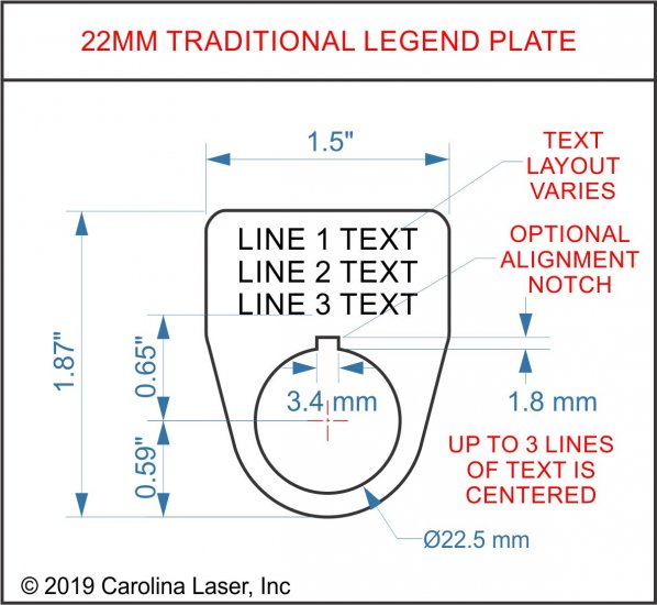 Stainless Steel Legend Plate - 22mm Traditional - Blank - Click Image to Close