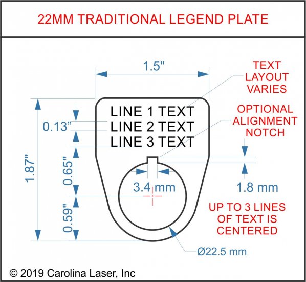Textured Plastic Legend Plate - 22mm Traditional 180 - 1 Line - Click Image to Close