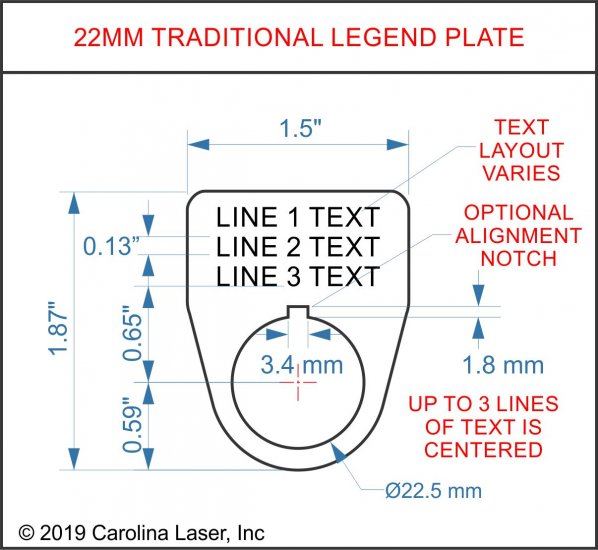 Textured Plastic Legend Plate - 22mm Traditional 180 - 2 Lines - Click Image to Close