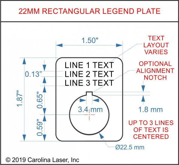 Textured Plastic Legend Plate - 22mm Rectangular - 3 Lines - Click Image to Close