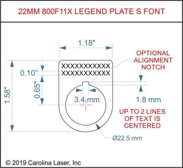 Textured Plastic Legend Plate - 22mm AB 800F 11X Font S - 1 Line - Click Image to Close