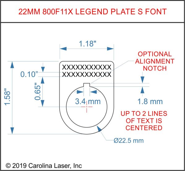 Textured Plastic Legend Plate - 22mm AB 800F 11X Font S - 2 Lines - Click Image to Close