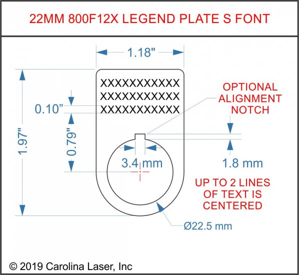 Textured Plastic Legend Plate - 22mm AB 800F 12X Font S - 3 Lines - Click Image to Close