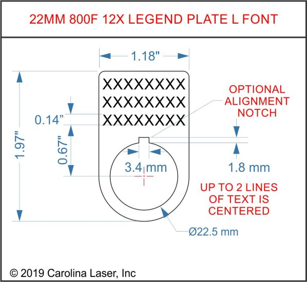 Textured Plastic Legend Plate - 22mm AB 800F 12X Font L - 3 Lines - Click Image to Close