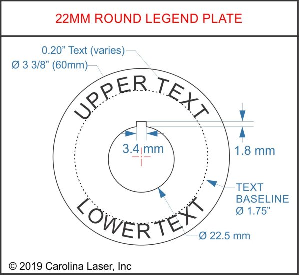 Textured Plastic Legend Plate - 22mm Round - Any Text or Color - Click Image to Close