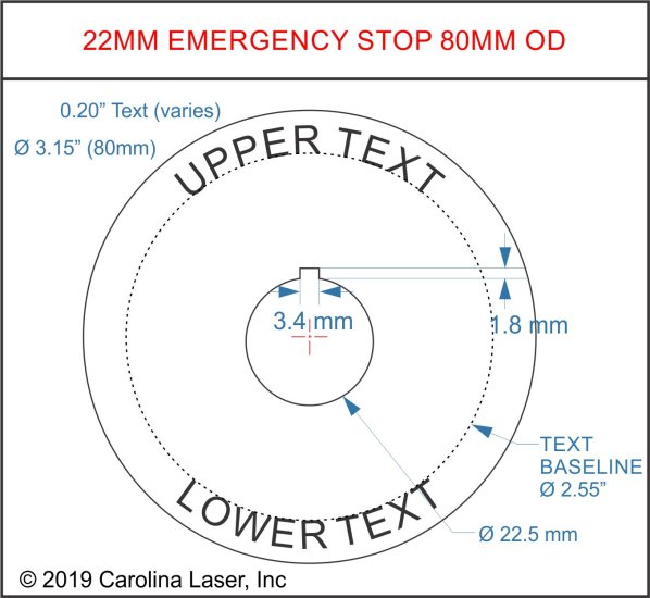 Textured Plastic Legend Plate - 22mm Emergency Stop - 80mm - Click Image to Close