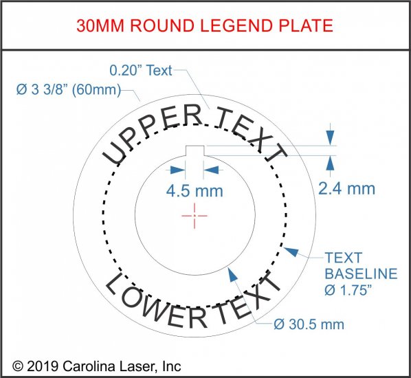 Textured Plastic Legend Plate - 30mm Round - Any Text or Color - Click Image to Close