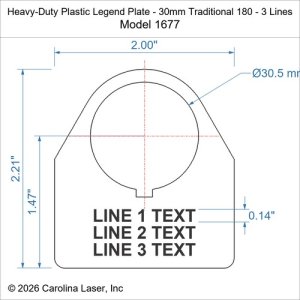 Heavy-Duty Plastic Legend Plate - 30mm Traditional 180 - 3 Lines