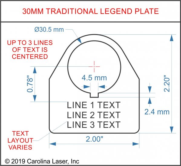 Textured Plastic Legend Plate - 30mm Traditional 180 - Selector Switch - Click Image to Close