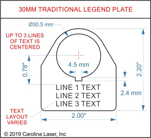 Textured Plastic Legend Plate - 30mm Traditional 180 - Selector Switch - Click Image to Close