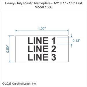 Heavy-Duty Plastic Nameplate - 1/2" x 1" - 1/8" Text