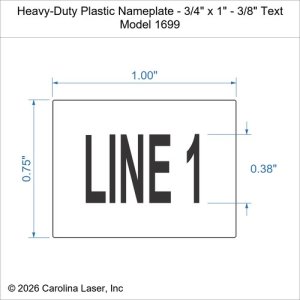 Heavy-Duty Plastic Nameplate - 3/4" x 1" - 3/8" Text
