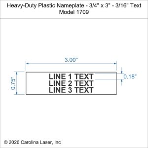 Heavy-Duty Plastic Nameplate - 3/4" x 3" - 3/16" Text