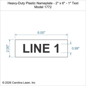 Heavy-Duty Plastic Nameplate - 2" x 6" - 1" Text