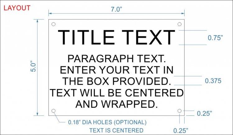 Textured Plastic - 5" x 7" Engraved Information Sign - Click Image to Close
