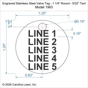 Engraved Stainless Steel Valve Tag - 1 1/4" Round - 5/32" Text